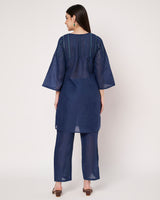 Navy Blue Straight Kurta Set