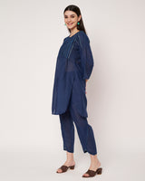 Navy Blue Straight Kurta Set
