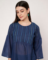 Navy Blue Straight Kurta Set