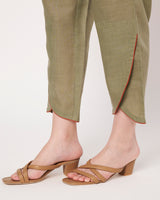 Olive Breeze Embroidered Linen Kurta Set