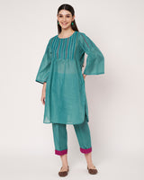Teal Charm Embroidered Kurta Set