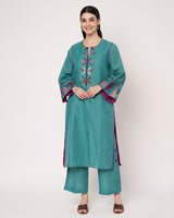 Ocean Bloom Embroidered Kurta Set
