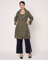 Olive Green Trench Coat with Inner