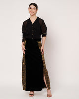 Black Sheer Shirt with Embellished Skirt