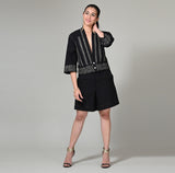 Ladder lace detailing straight shorts