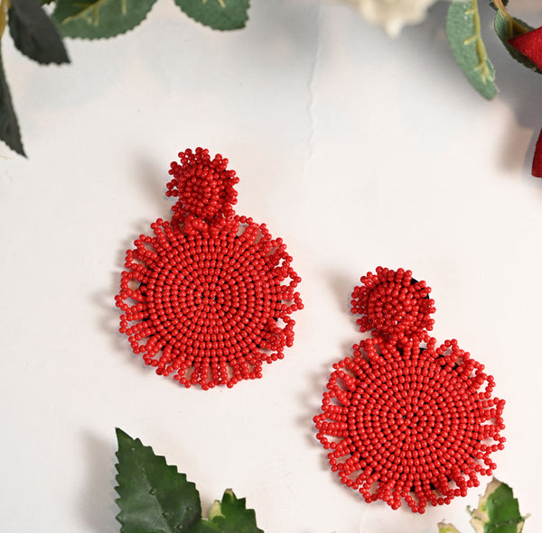 Red Seed Beads Earring