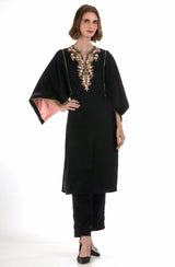 Straight Fit Long Kimono Effect Kurta & Pant Set