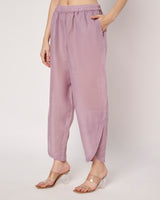 Lavender Breeze Cotton Linen Embroidered  Kurta Set