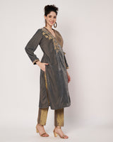 Smoky Charm Wrap Kurta Set
