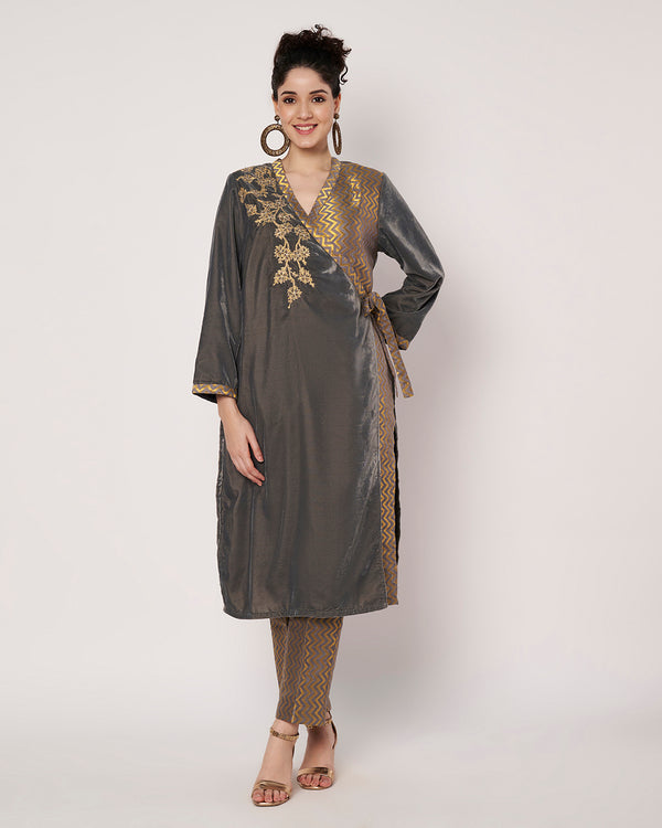 Smoky Charm Wrap Kurta Set