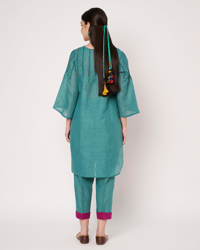 Teal Charm Embroidered Kurta Set