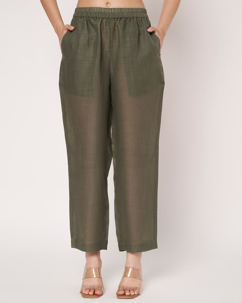 Golden Olive Green  Jacket Kurta Set