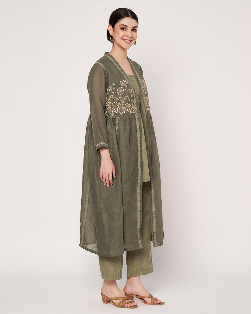 Forest Glow Embroidered Jacket Set