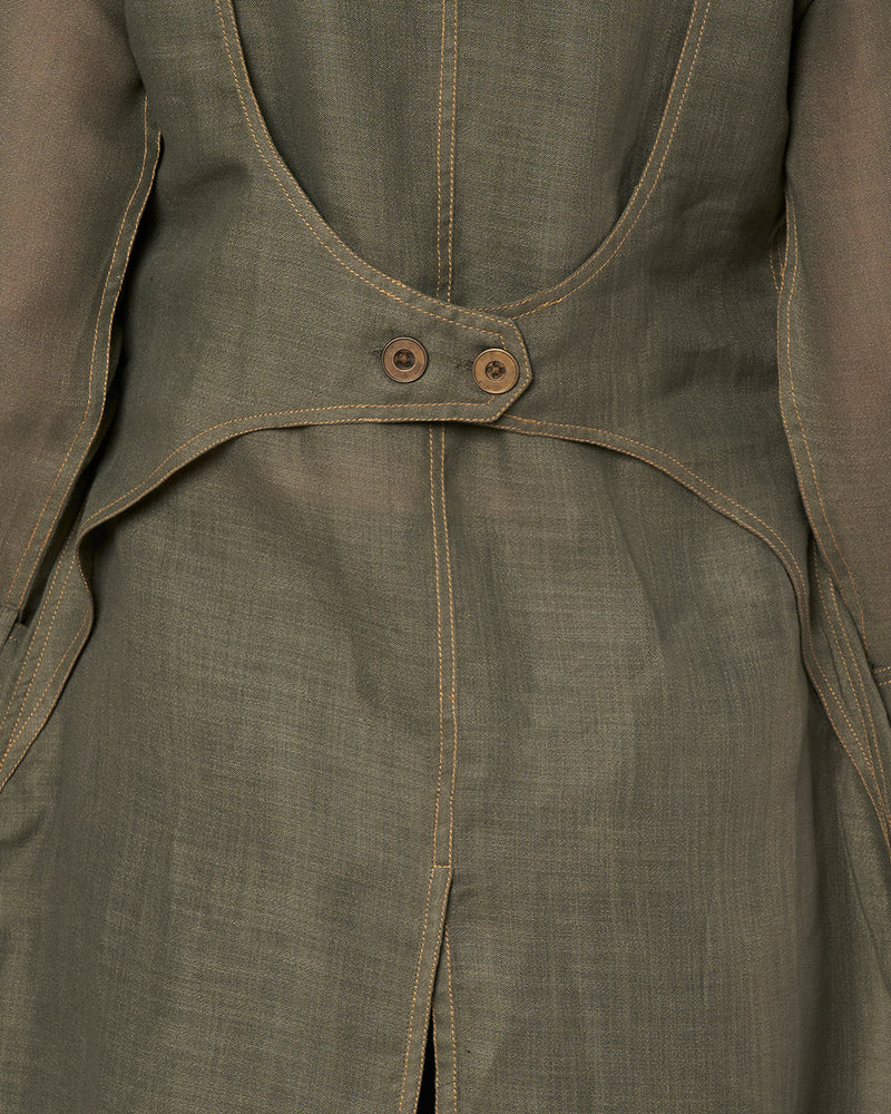 Olive Green Trench Coat with Inner