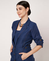 Indigo Blue Trench Coat with Inner