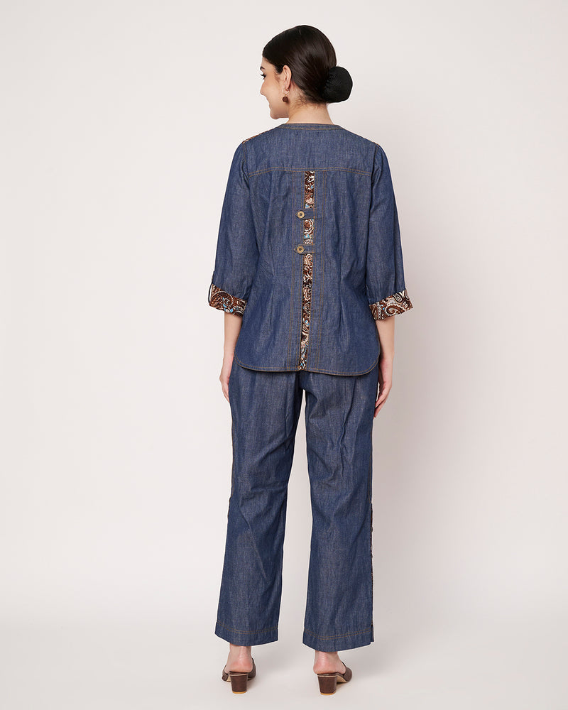 Denim-Style & print Kurta with Pants