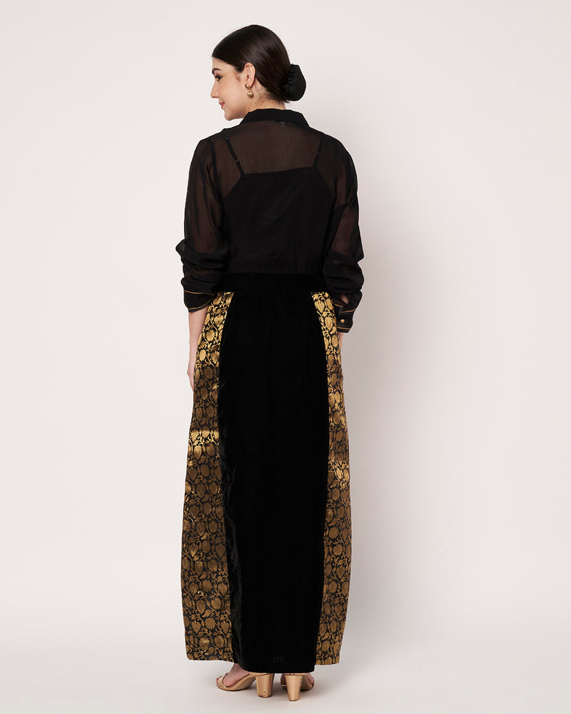 Black Sheer Shirt with Embellished Skirt