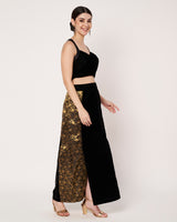 Black Crop Top with Embellished Skirt