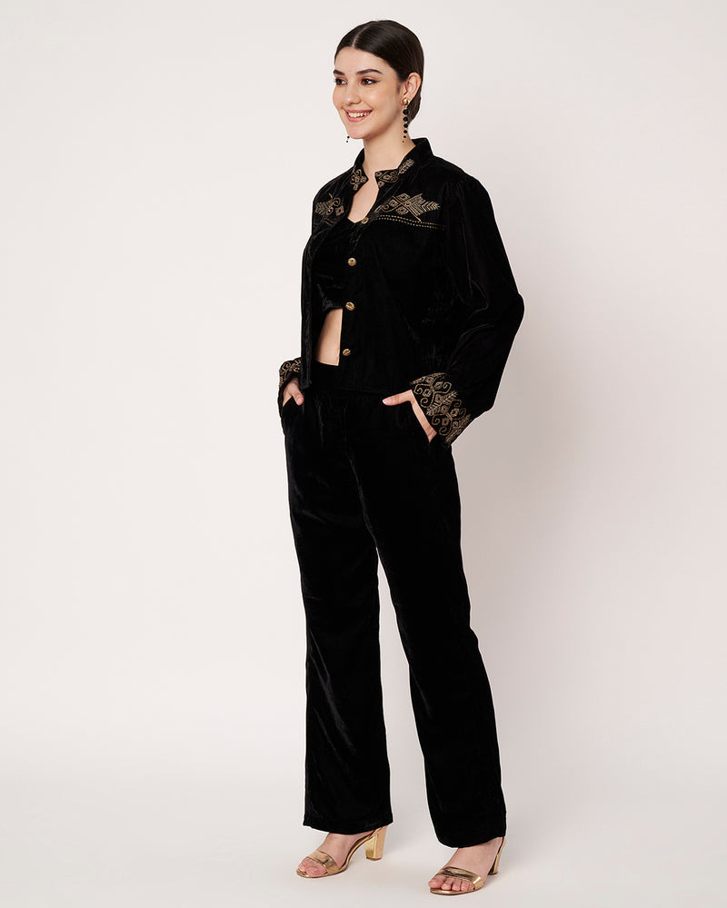 Velvet Embroidered Co-ord Set