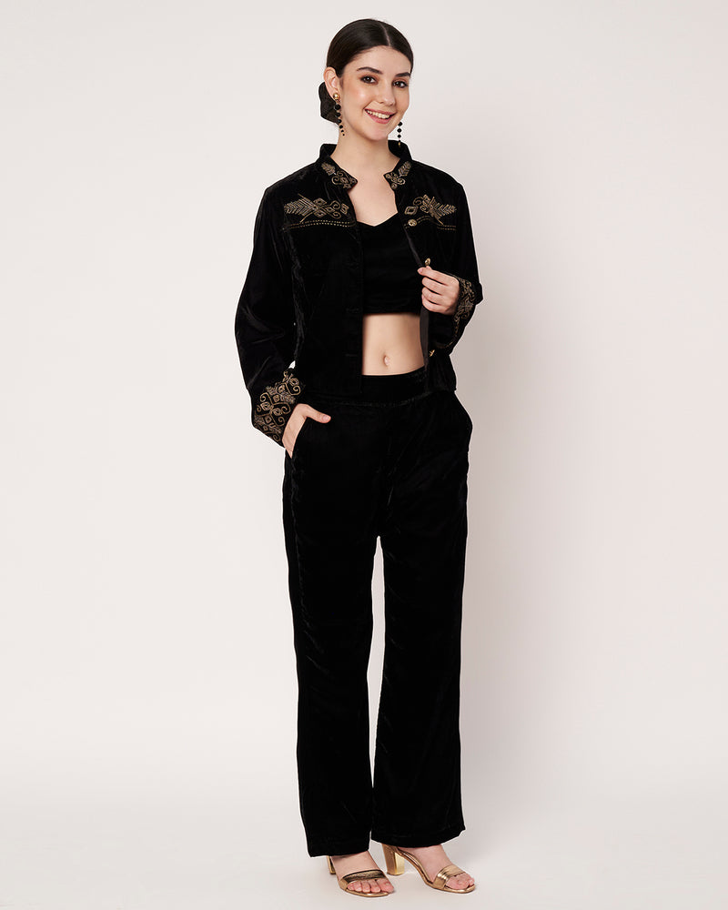 Velvet Embroidered Co-ord Set