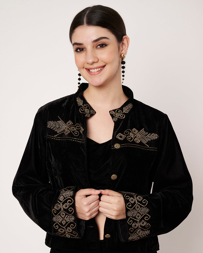 Velvet Embroidered Co-ord Set