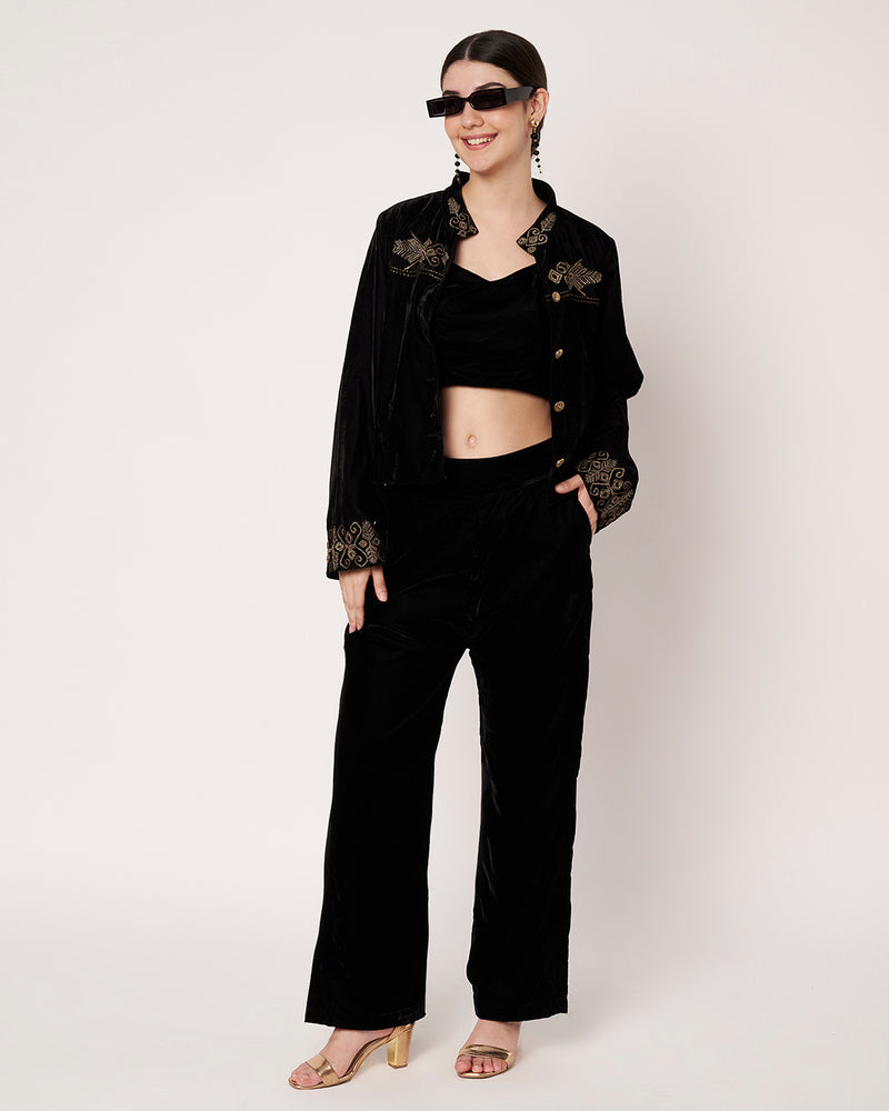 Velvet Embroidered Co-ord Set