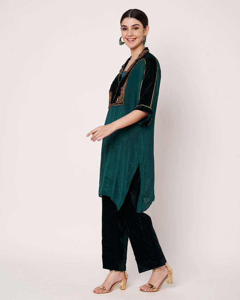 Green Embroidered Kurta Set
