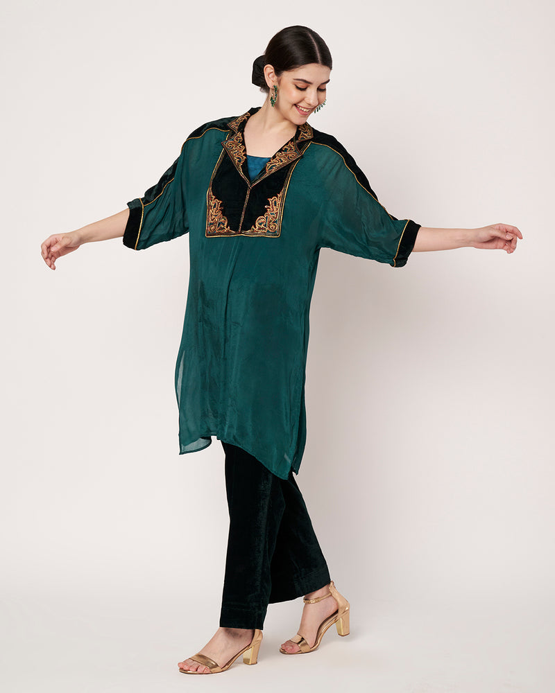 Green Embroidered Kurta Set