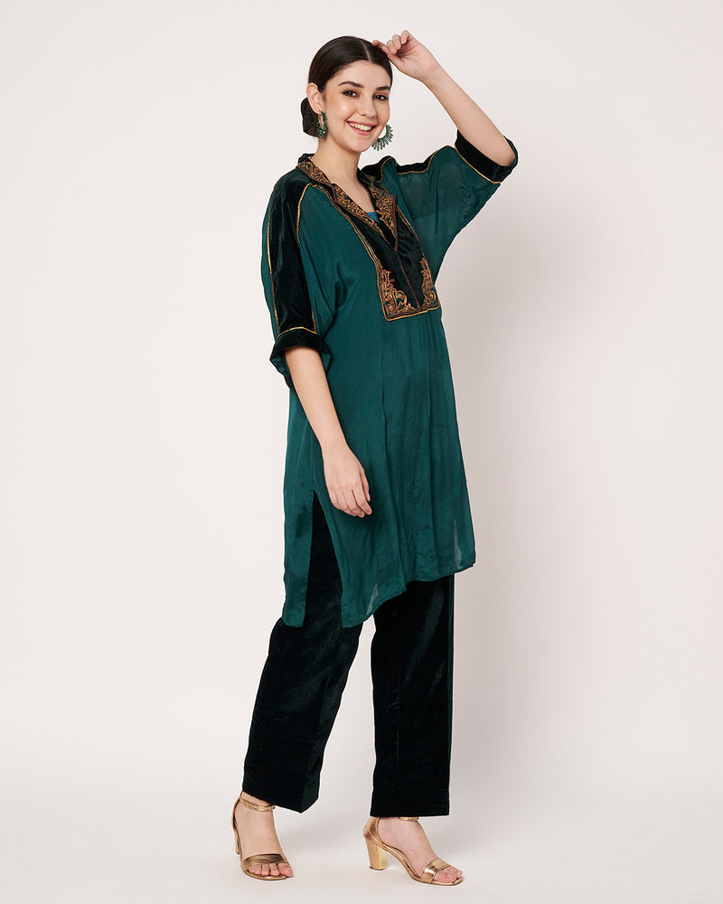 Green Embroidered Kurta Set