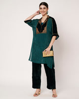 Green Embroidered Kurta Set