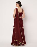 Maroon Embroidered Drape Saree