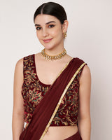 Maroon Embroidered Drape Saree