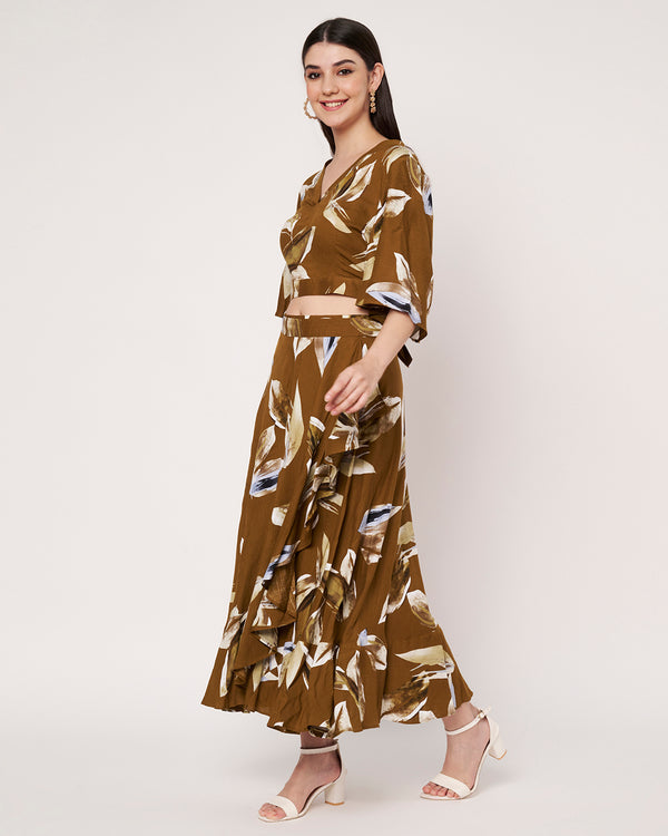 Printed Crop Top & Skirt Set