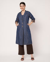 Denim-Style Long Jacket
