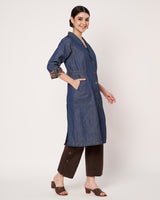 Denim-Style Long Jacket