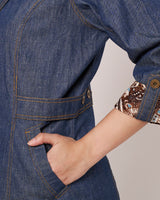 Denim-Style Long Jacket