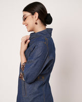 Denim-Style Long Jacket