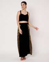 Black Crop Top with Embellished Skirt