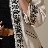 Cotton linen jacket in Ivory tones