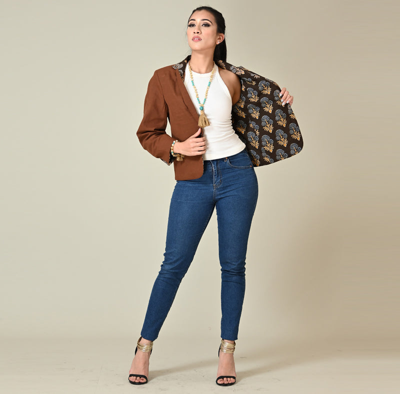 Earthy cropped cotton jacket