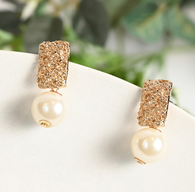 Gold Metal  Plated Hammered Earring