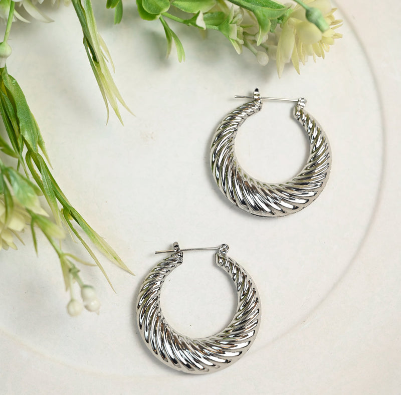 Hammered Effect Silver Earring