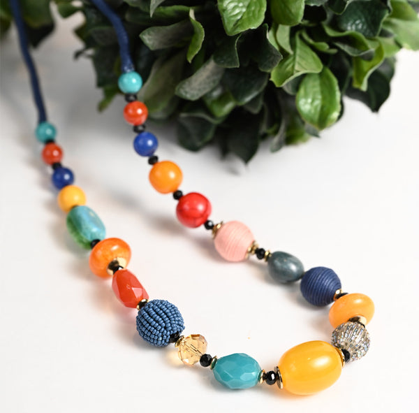 Natural And Glass Bead  Necklace