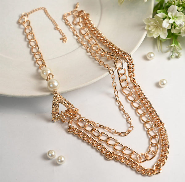 Multi Layered Metal Gold Plated Necklace