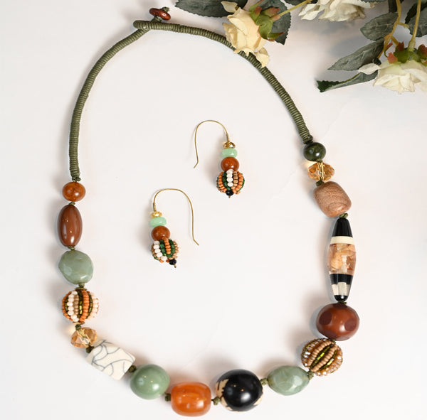 Glass Handmade And Resin Bead Necklace