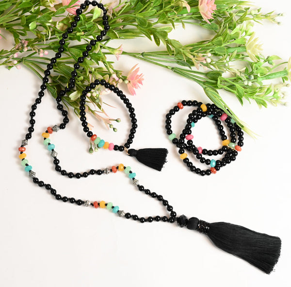 SET Of Black And Multi Glass