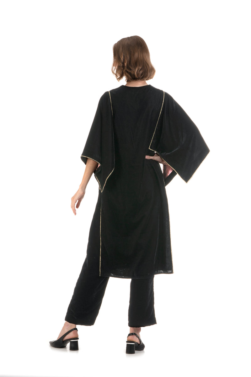 Straight Fit Long Kimono Effect Kurta & Pant Set